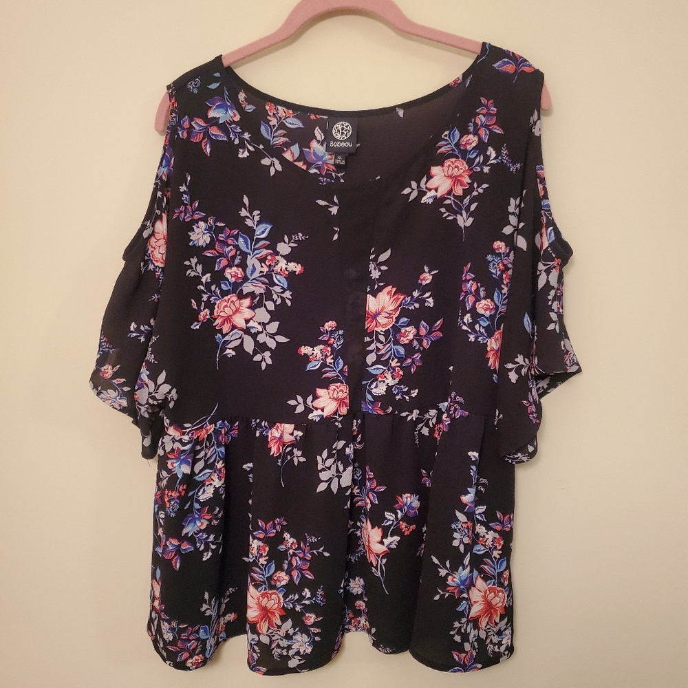 Cold shoulder sheer shirt